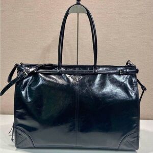 Prada Black Leather Travel Bag